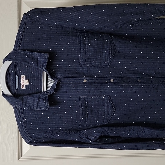 Navy button-down cotton shirt - Picture 4 of 4
